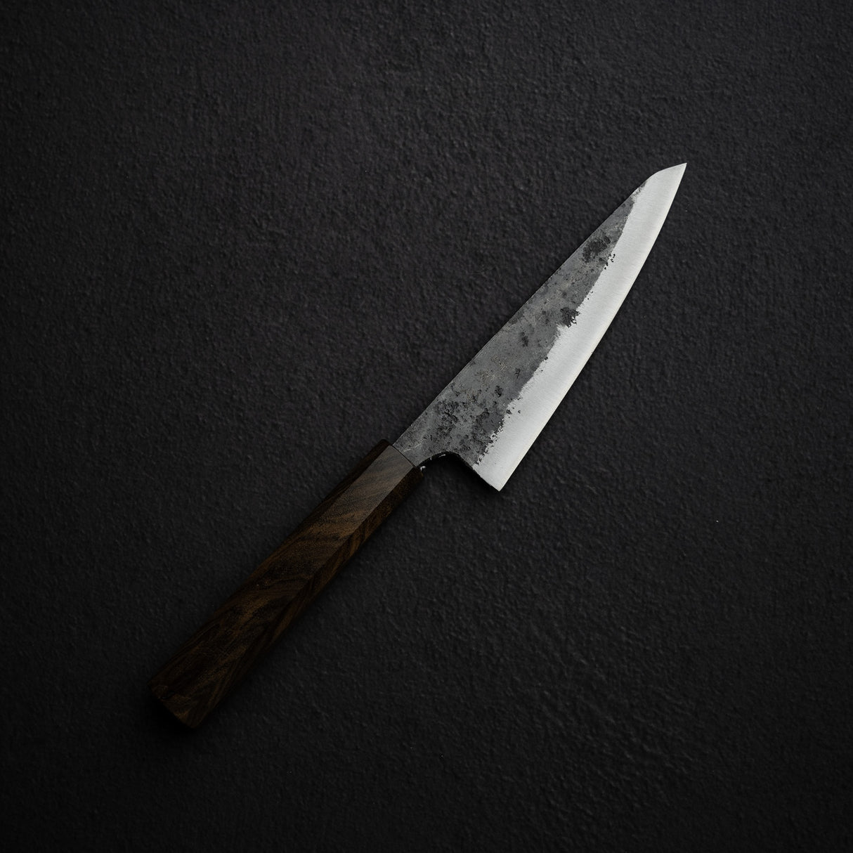 Hatsukokoro Kurogane Blue 2 Kurouchi Honesuki 150mm Double Bevel Black Chacate