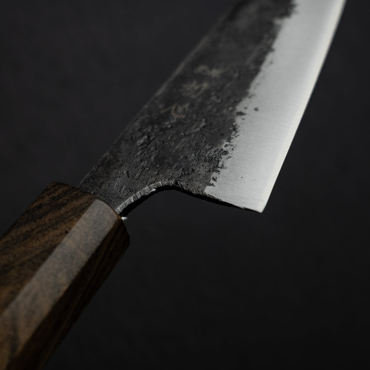 Hatsukokoro Kurogane Blue 2 Kurouchi Honesuki 150mm Double Bevel Black Chacate