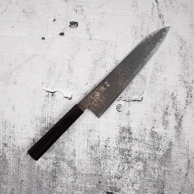 Hatsukokoro Ryuhyo SG2 Black Damascus Gyuto 210mm Ebony