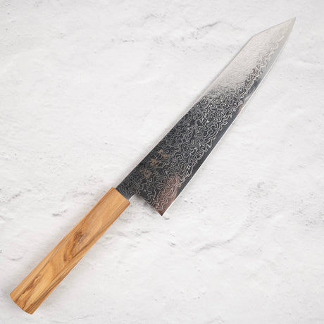 Hatsukokoro Ryuhyo SG2 大馬士革 K 尖 Gyuto 240 毫米刀刃，含橄欖木手柄
