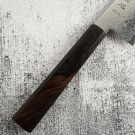 Hatsukokoro Ryuhyo SG2 Damascus K tip Gyuto 240mm ebony handle