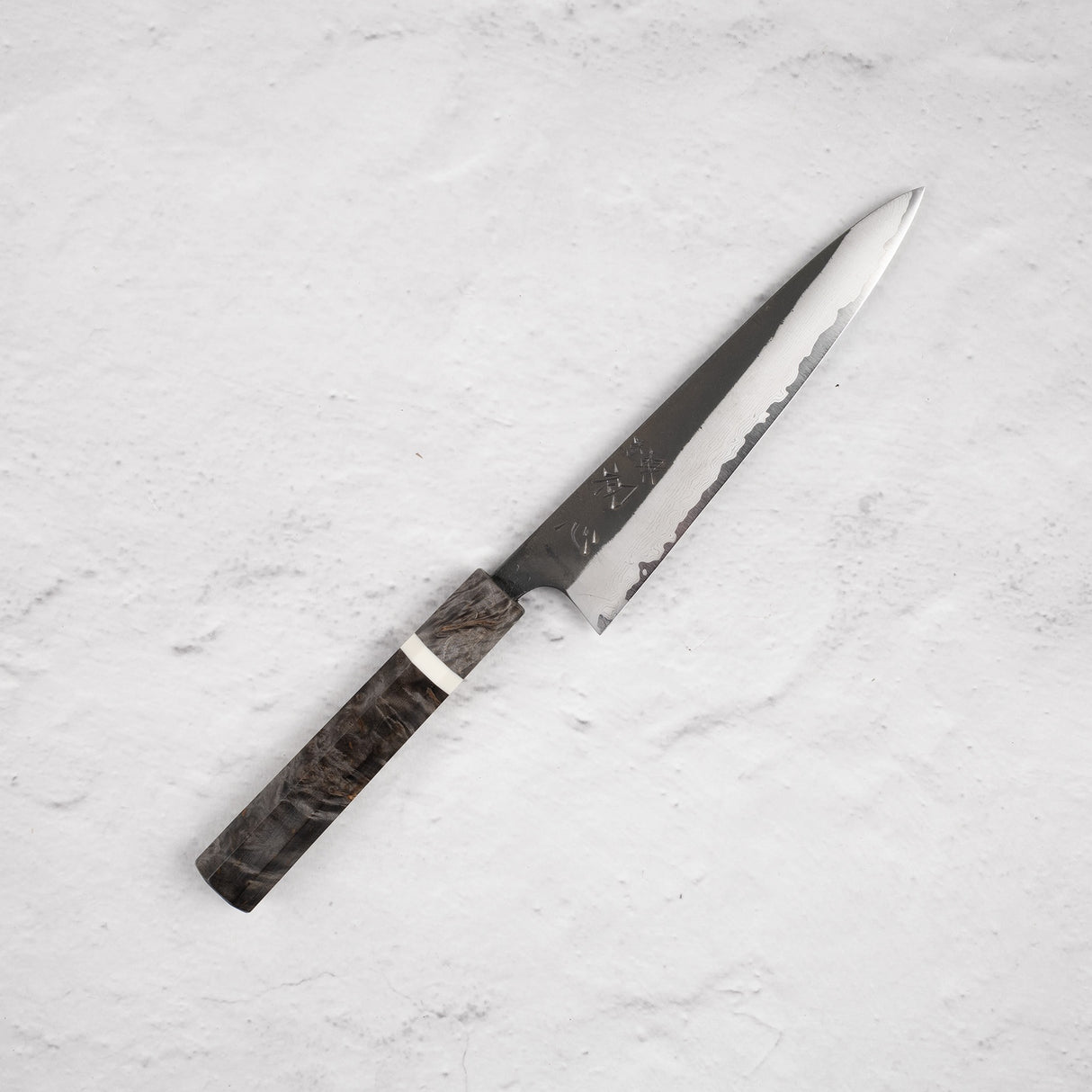 Hatsukokoro Shinkiro Petty 150mm Aogami Super Kurouchi Damascus
