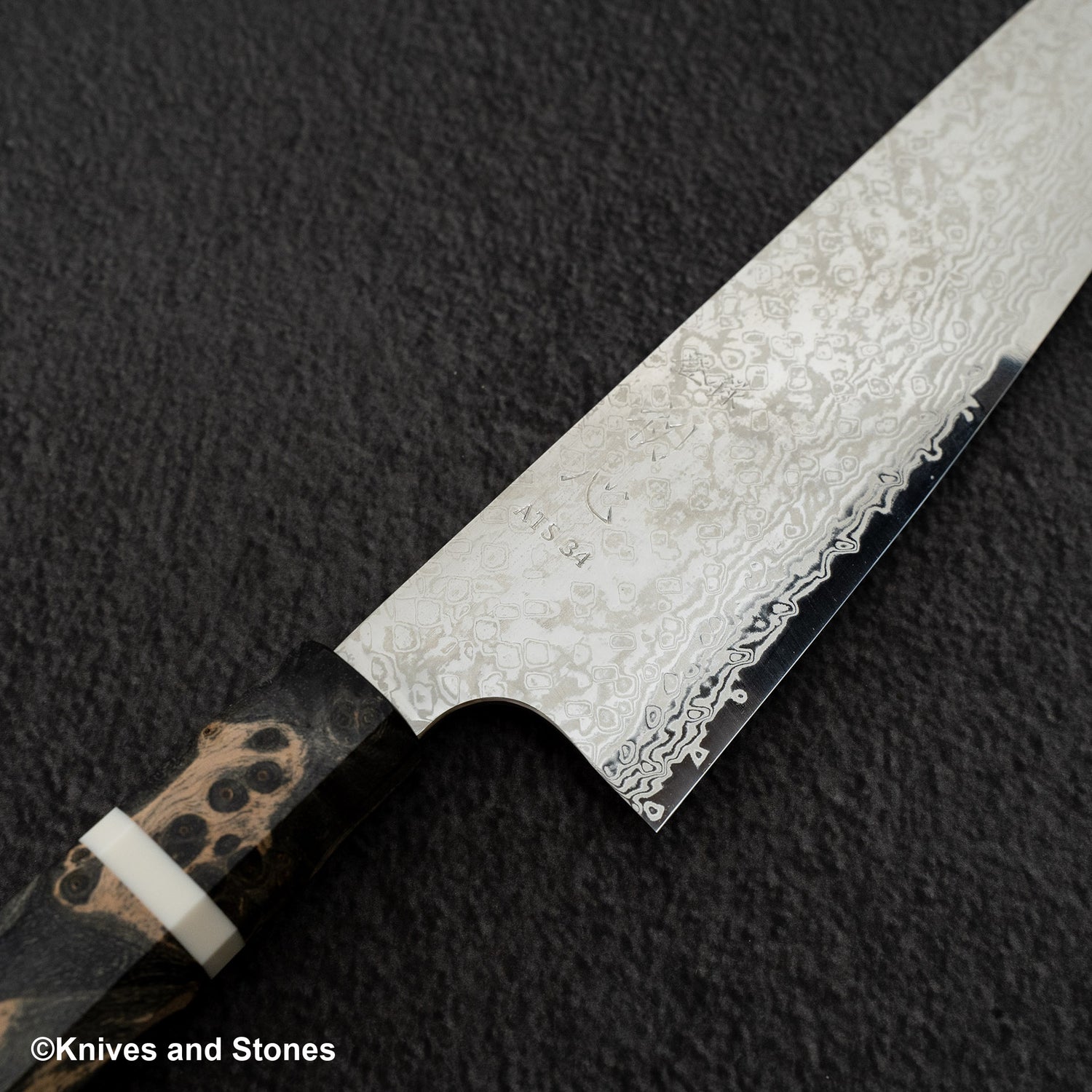 銀河初心 ATS34 大馬士革牛刀 210mm 染色樺木