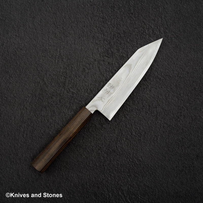 Hatsukokoro Ginso Ginsan Nickel Damascus Bunka  180mm Black Chacate