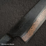 Hatsukokoro x Nigara Yorokobi SLD Copper Damascus Santoku 180mm Birch Handle