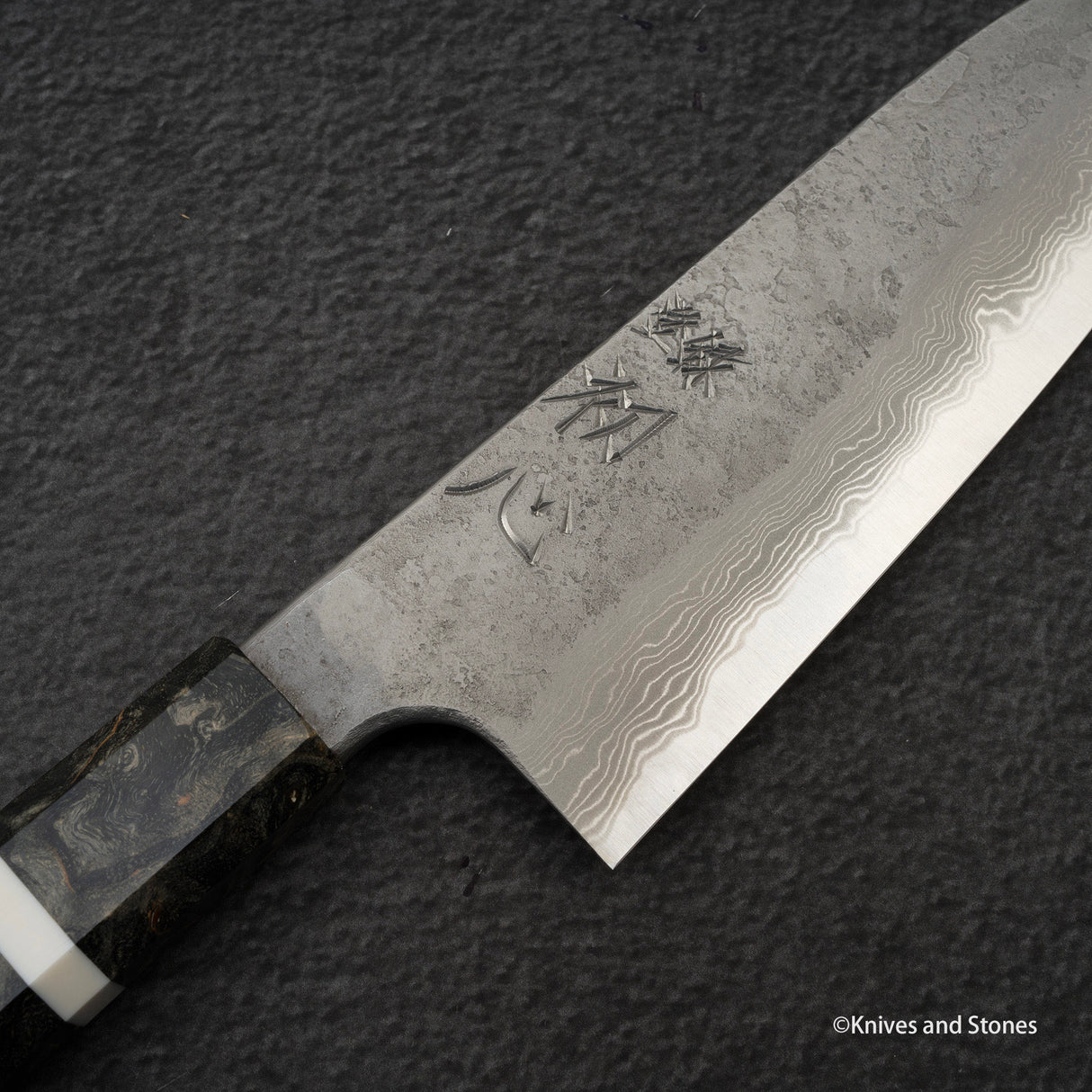 Nigara x Hatsukokoro Ryusui Blue 2 Damascus Santoku 170mm