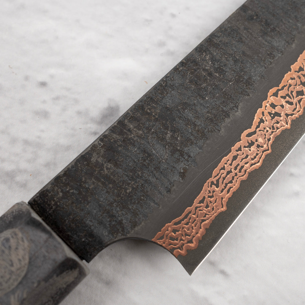 Hatsukokoro x Nigara Yorokobi SLD Copper Tsuchime Damascus Petty 150mm with Saya