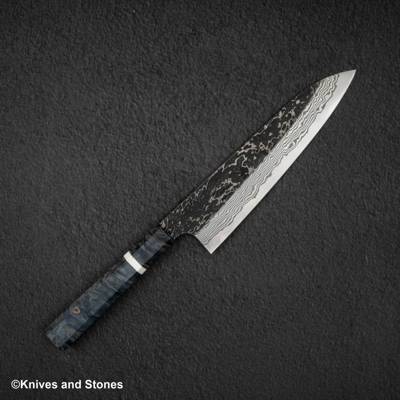 Hatsukokoro x Nigara Yorokobi Special SLD Gyuto 210mm Kurouchi Damascus Birch Handle