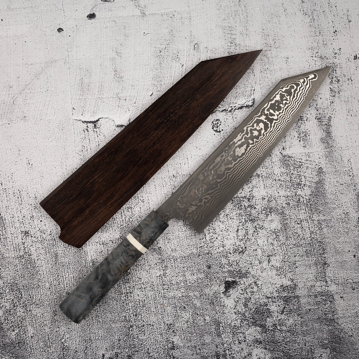 Hatsukokoro x Nigara Yorokobi Special SLD 黑內大馬士革 K 尖 Gyuto 240mm 樺木手柄