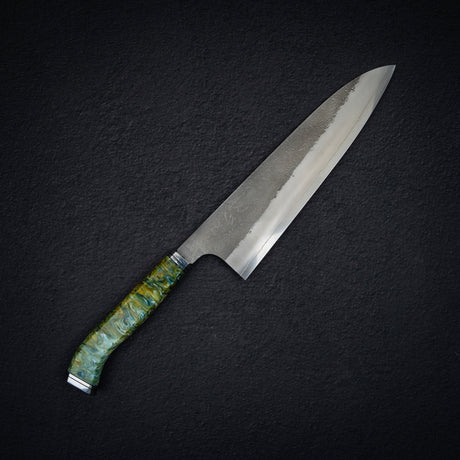 Hatsukokoro x Yoshikane SKD Nashiji Gyuto 210mm 超高，宇宙漩渦手柄