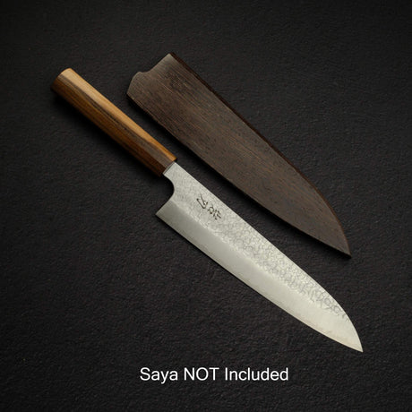 Knives and Stones 岩刃社 Arare SG2 牛刀 210mm，由甲鐵刃物製作，搭配黑色炭燒刀柄