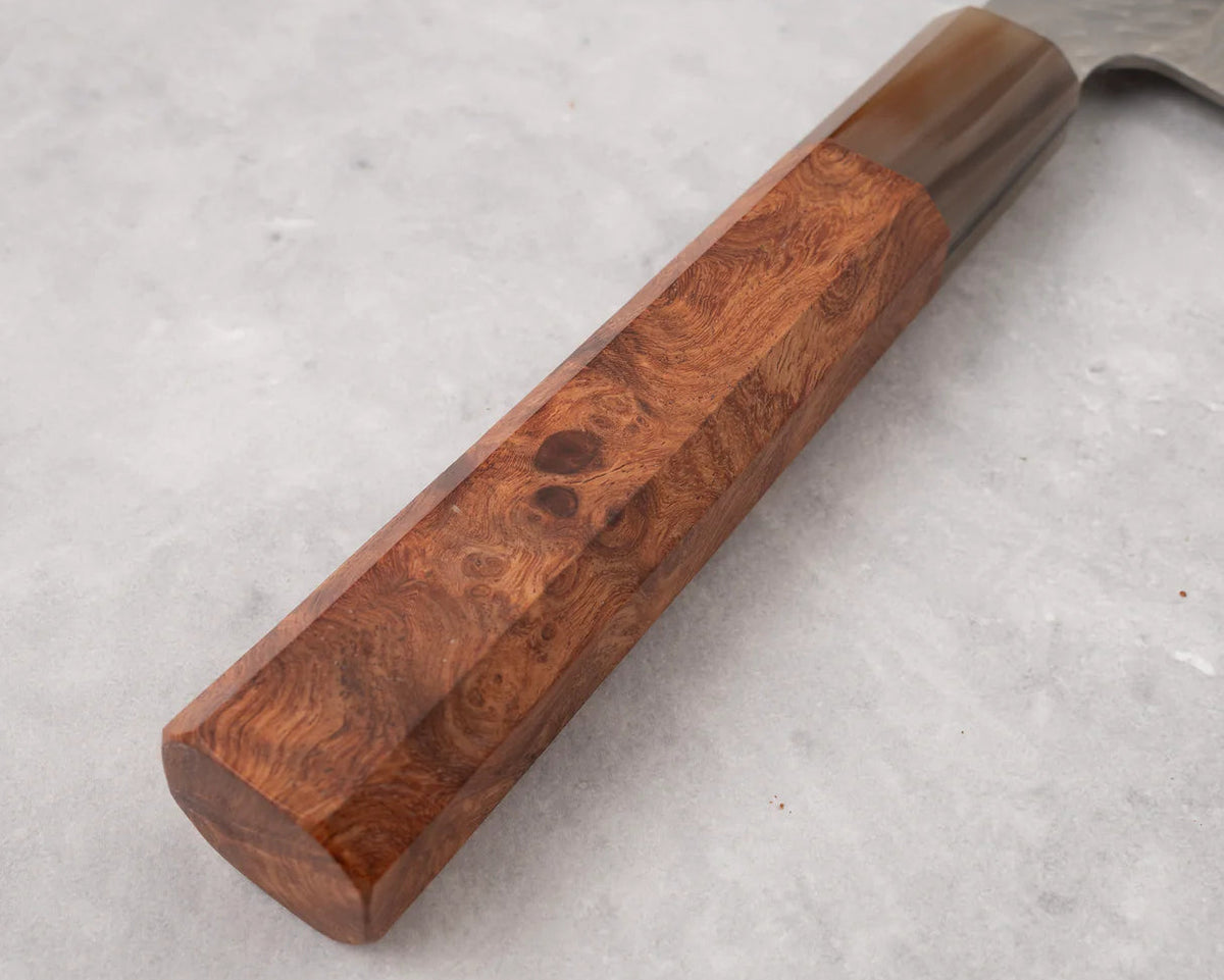 八角柄 花梨瘤 Blonde Horn handle mounted on knife