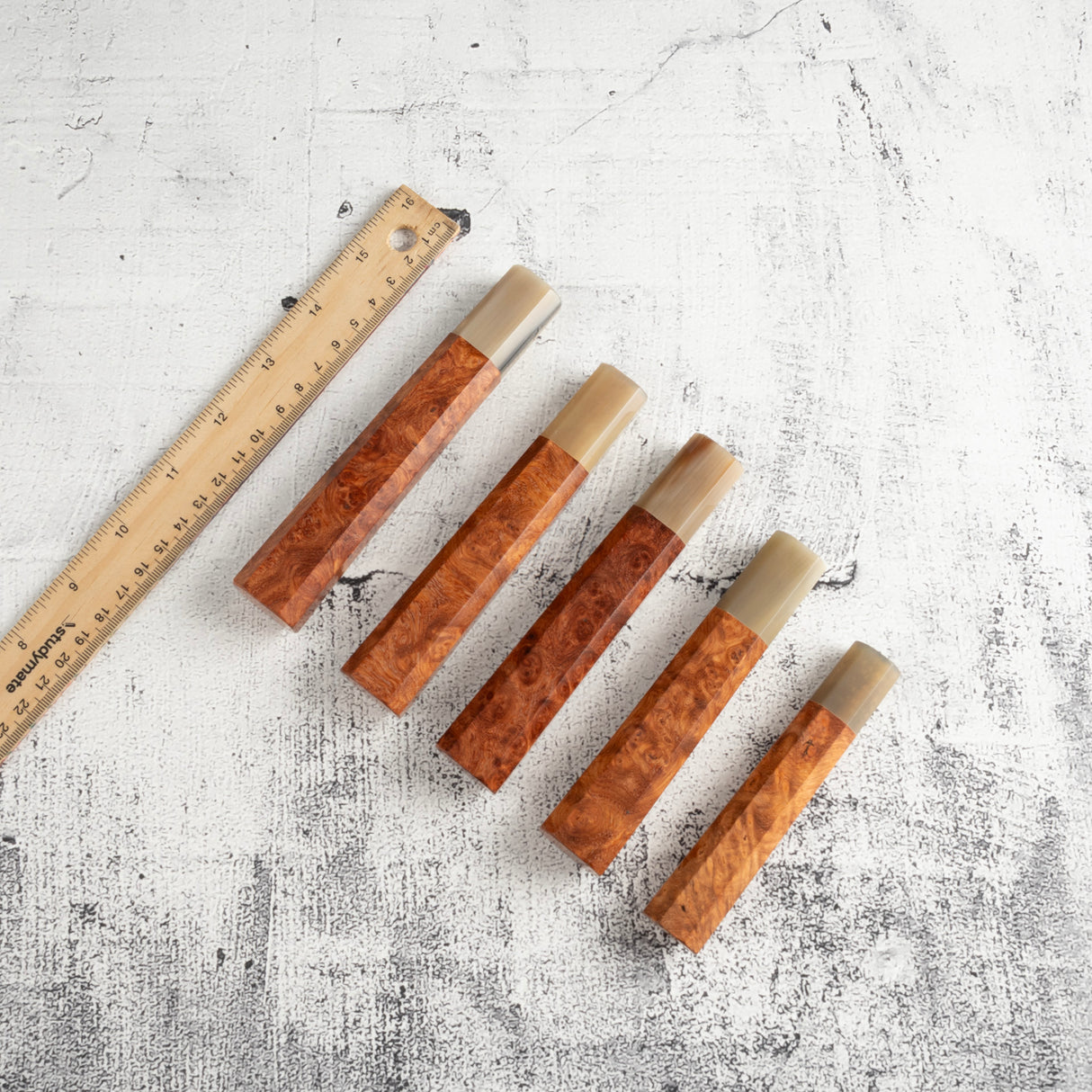 K&S Octagonal Amboyna Burl Handle with Blonde/Marble Ferrule