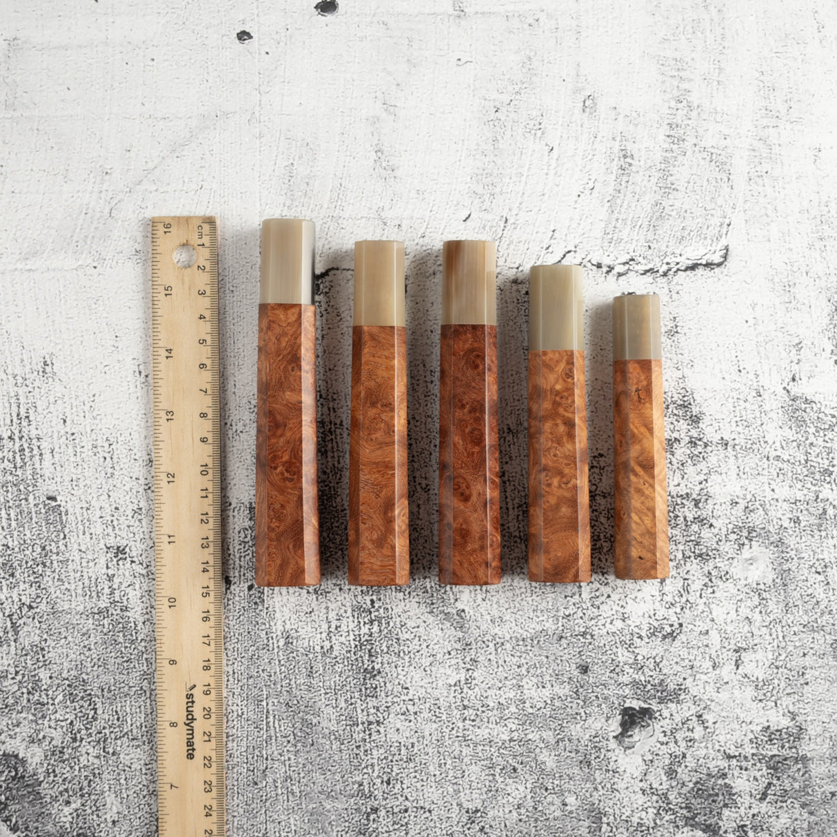 K&S Octagonal Amboyna Burl Handle with Blonde/Marble Ferrule