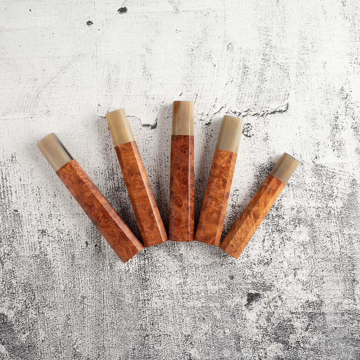 K&S Octagonal Amboyna Burl Handle with Blonde/Marble Ferrule