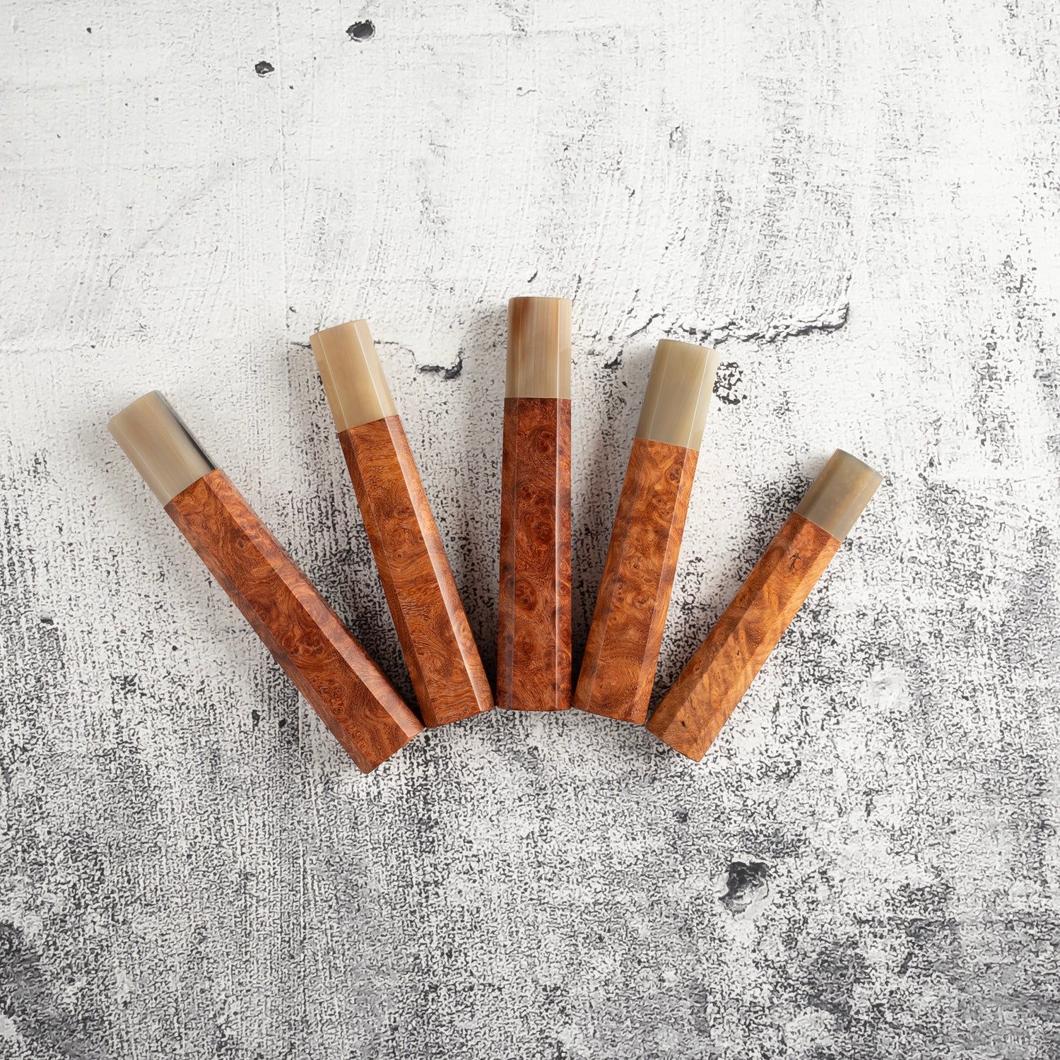 K&S Octagonal Amboyna Burl Handle with Blonde/Marble Ferrule