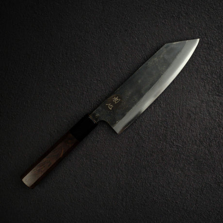 黑鐵 青鋼二號 黑打 文化刀 165mm B-Grade, 紫檀木 Handle