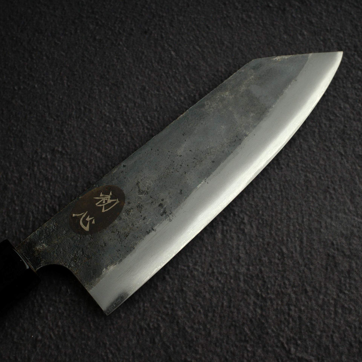黑鐵 青鋼二號 黑打 文化刀 165mm B-Grade, 紫檀木 Handle