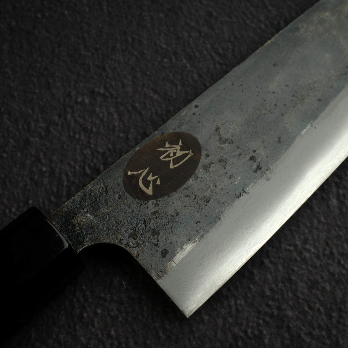 黑鐵 青鋼二號 黑打 文化刀 165mm B-Grade, 紫檀木 Handle
