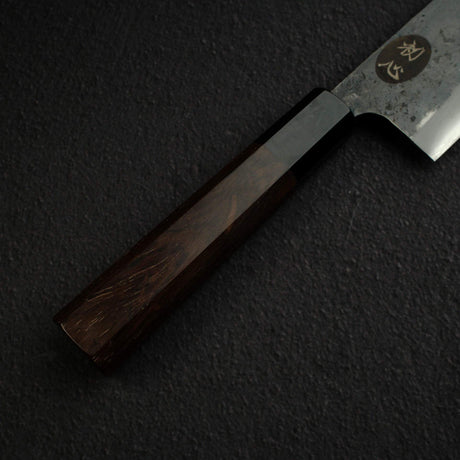 黑鐵 青鋼二號 黑打 文化刀 165mm B-Grade, 紫檀木 Handle