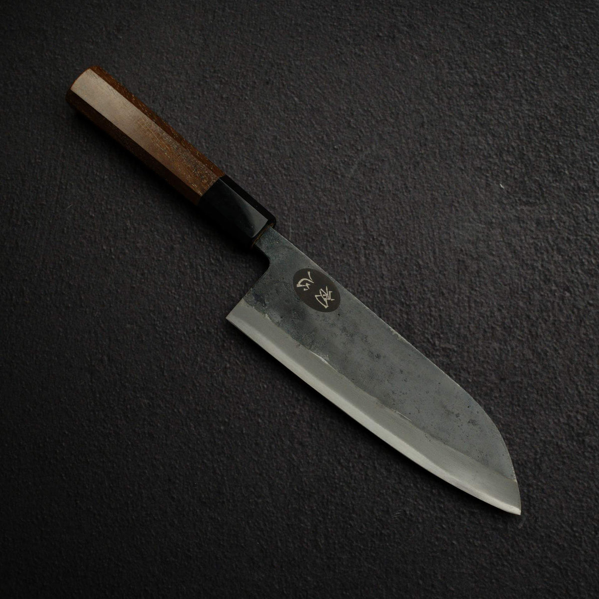黑鐵 青鋼二號 黑打 三德刀 165mm 紫檀木手柄，附初心刻印