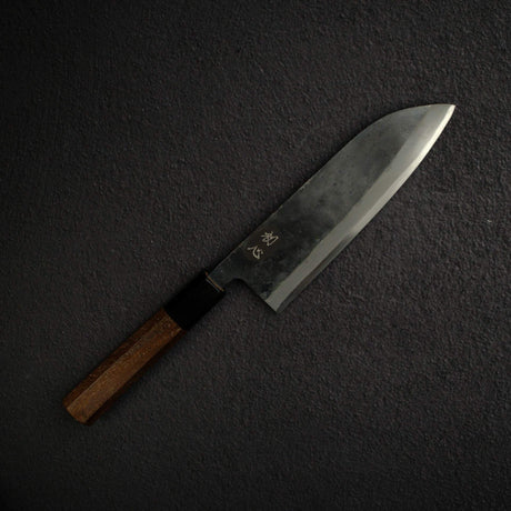 黑鐵 青鋼二號 黑打 三德刀 165mm 紫檀木手柄，附初心刻印