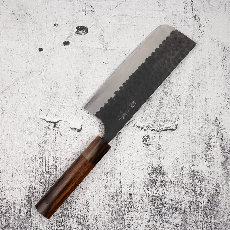 Masakage Koishi AS Nakiri 165mm, Aogami Super Kurouchi Tsuchime K&S Hearted-shaped Ironwood Handle
