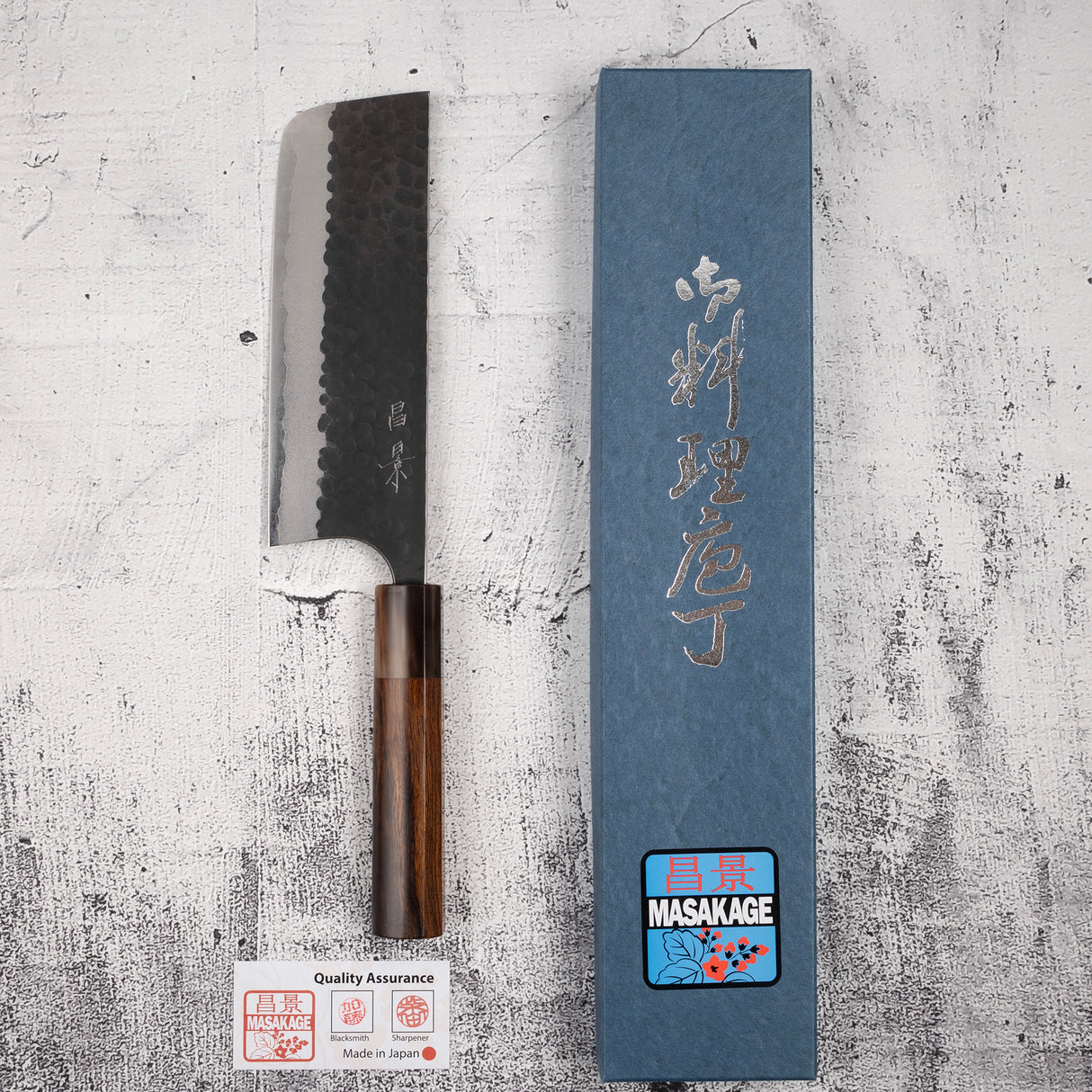 Masakage Koishi AS Nakiri 165mm，Aogami Super Kurouchi Tsuchime K&amp;S 心形鐵木手柄