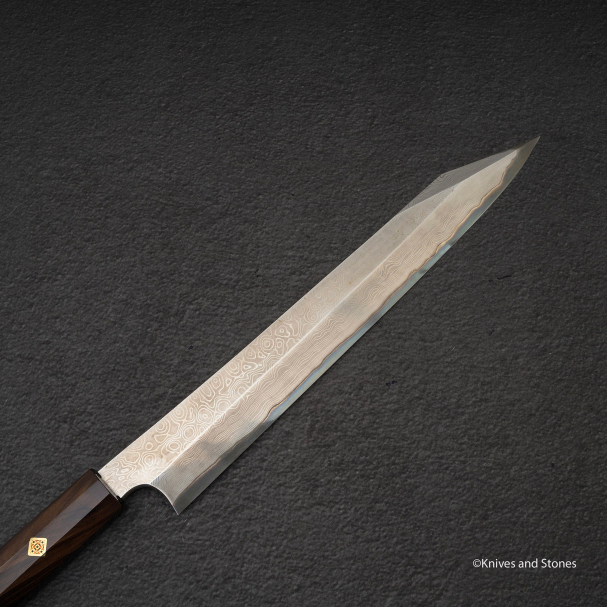 Nigara Anmon Kurozome Blue 2 Damascus Kiritsuke Yanagiba 270mm