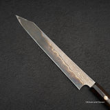 Nigara Anmon Kurozome Blue 2 Damascus Kiritsuke Yanagiba 270mm