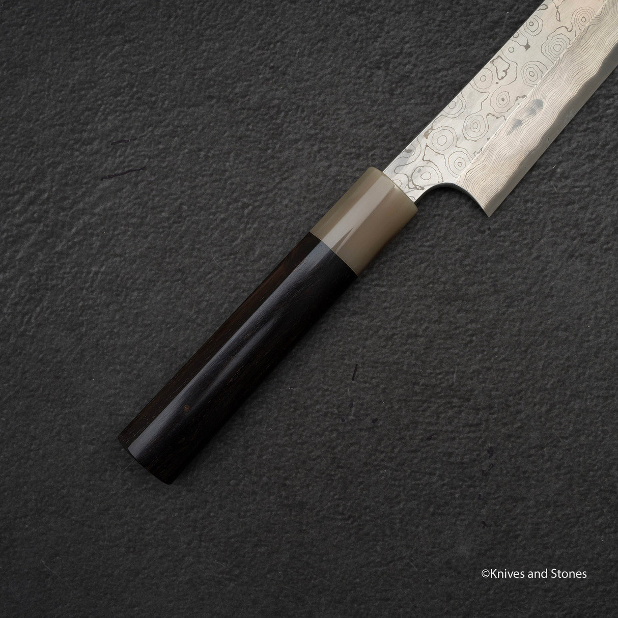 Nigara Anmon Kurozome Blue 2 Damascus Kiritsuke Yanagiba 300mm