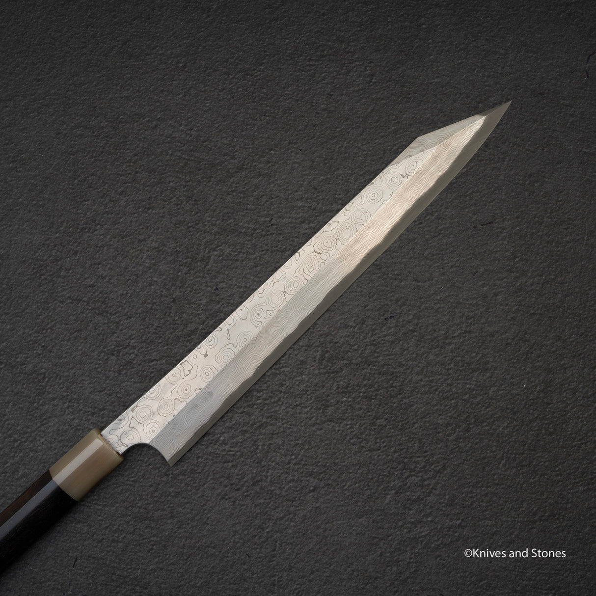 Nigara Anmon Kurozome Blue 2 Damascus Kiritsuke Yanagiba 300mm