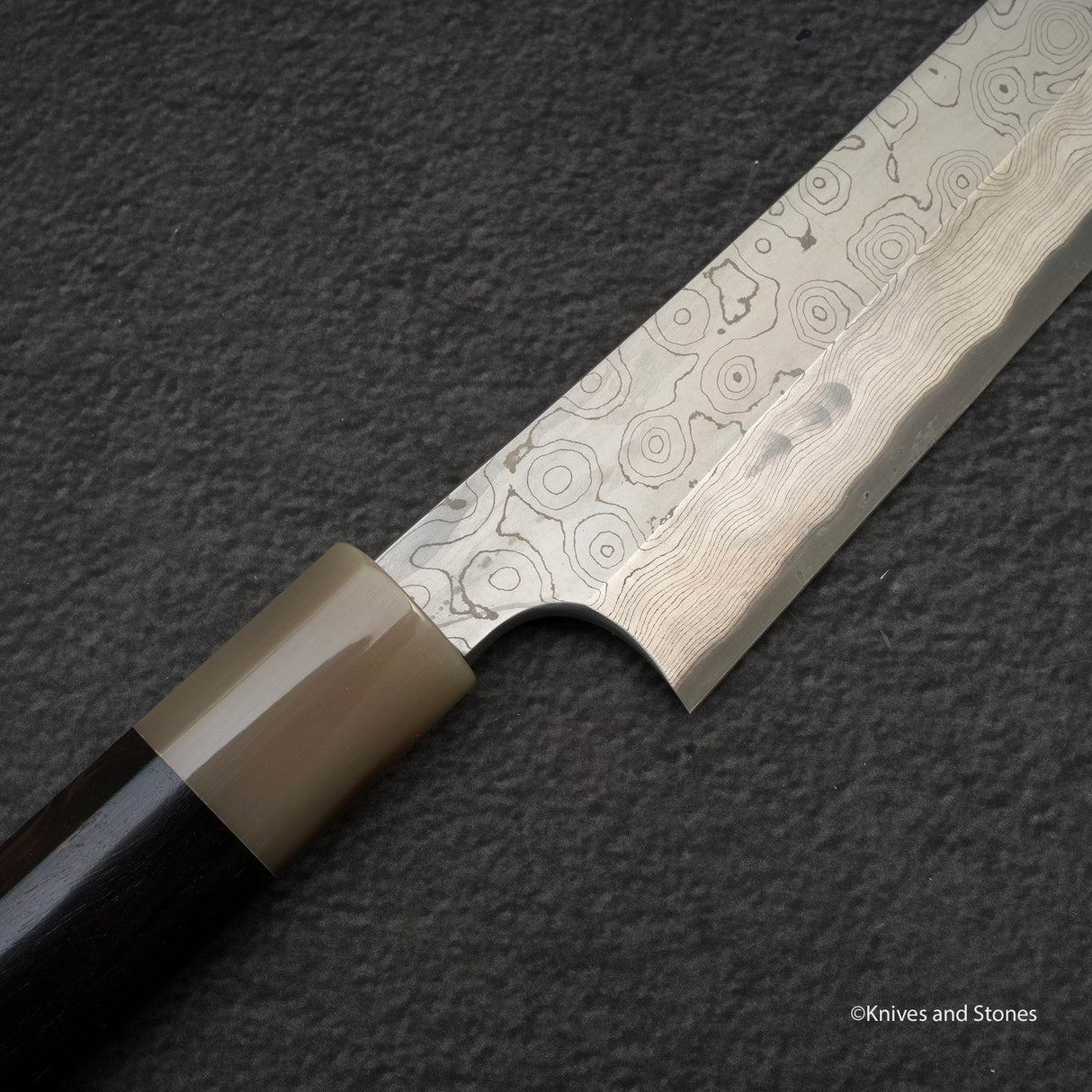 Nigara Anmon Kurozome Blue 2 Damascus Kiritsuke Yanagiba 300mm