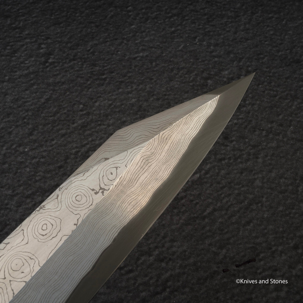 Nigara Anmon Kurozome Blue 2 Damascus Kiritsuke Yanagiba 300mm