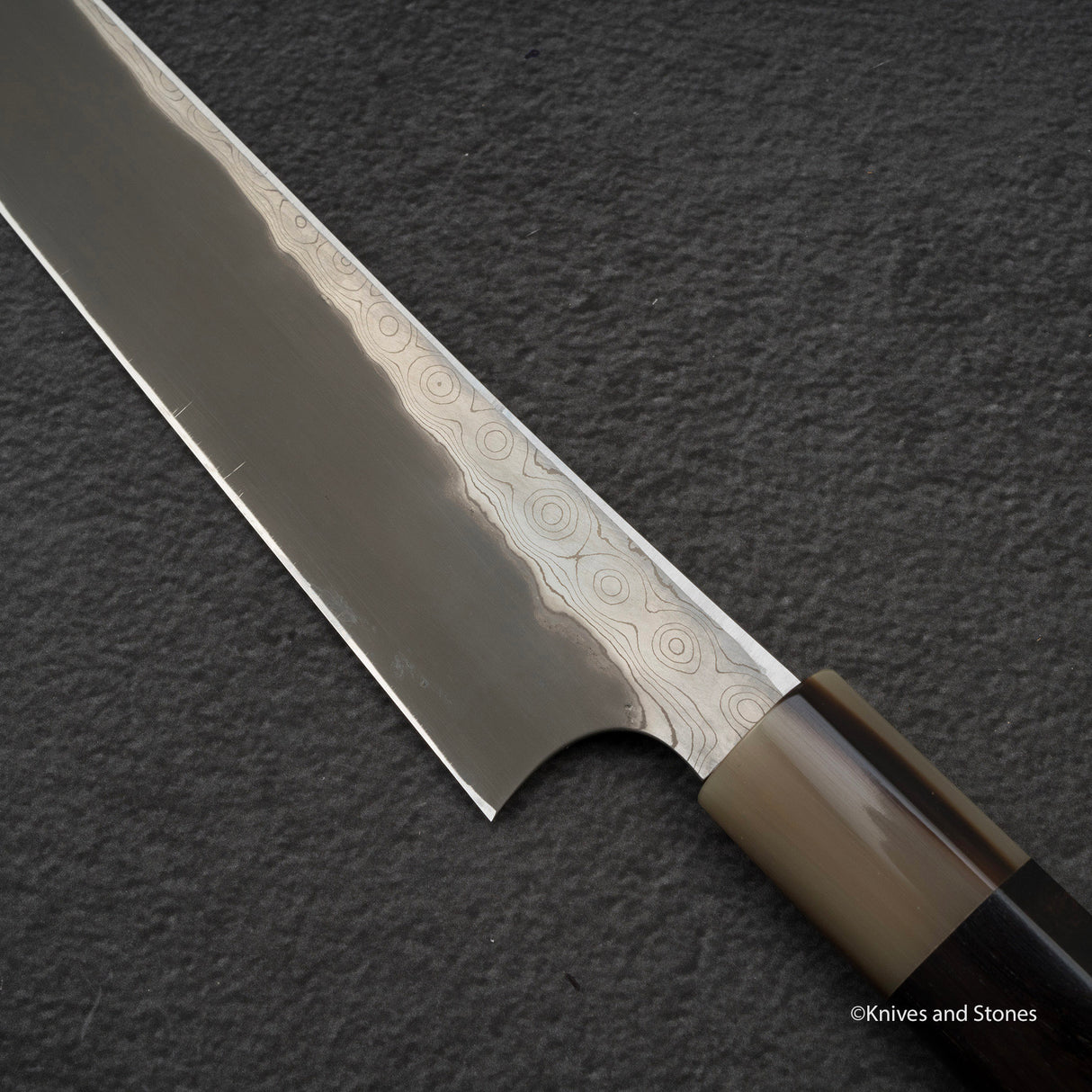 Nigara Anmon Kurozome Blue 2 Damascus Kiritsuke Yanagiba 300mm