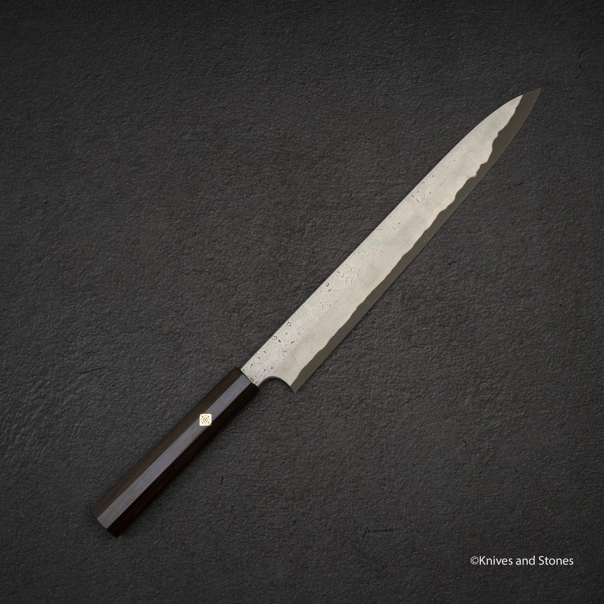 Nigara Anmon Kurozome Blue 2 Damascus Yanagiba 300mm