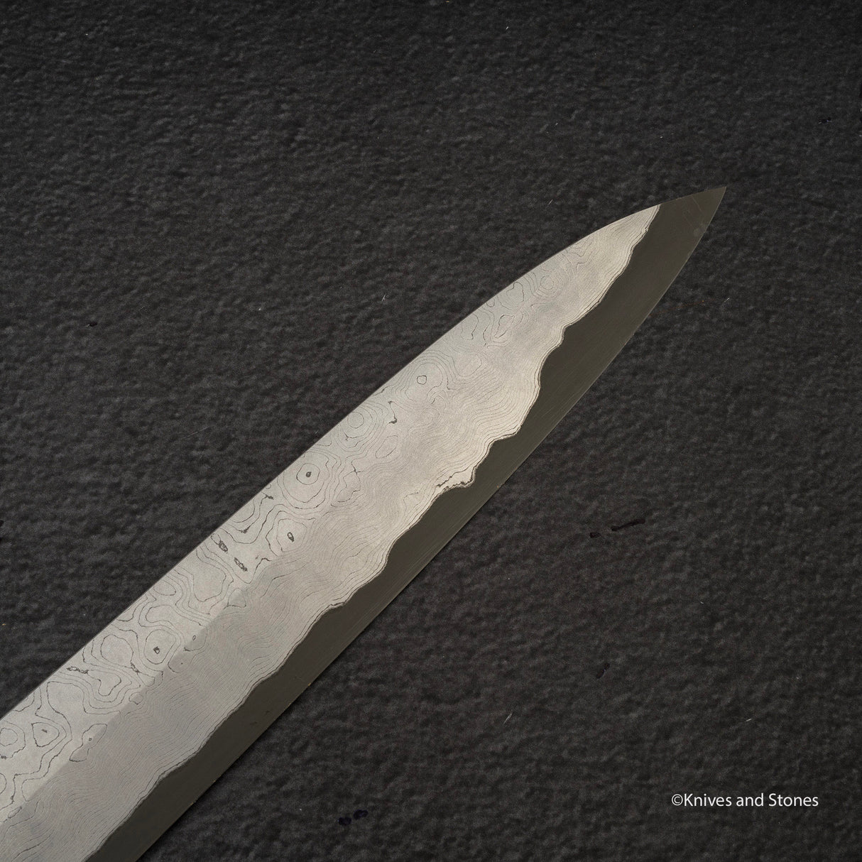 Nigara Anmon Kurozome Blue 2 Damascus Yanagiba 300mm