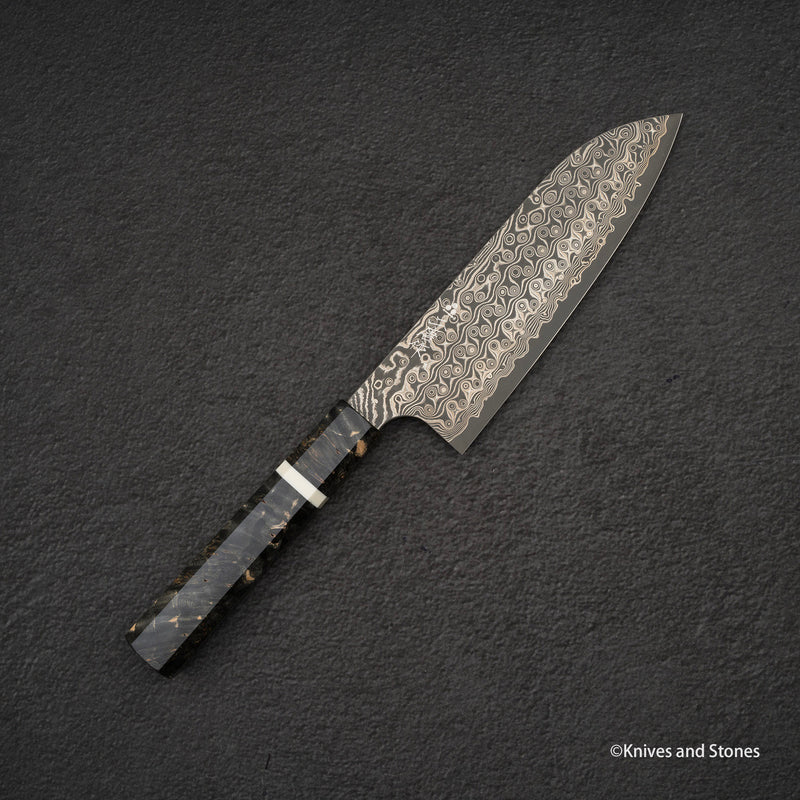 Nigara Anmon SG2 Raindrop Damascus Santoku 170mm Birch (暗紋)