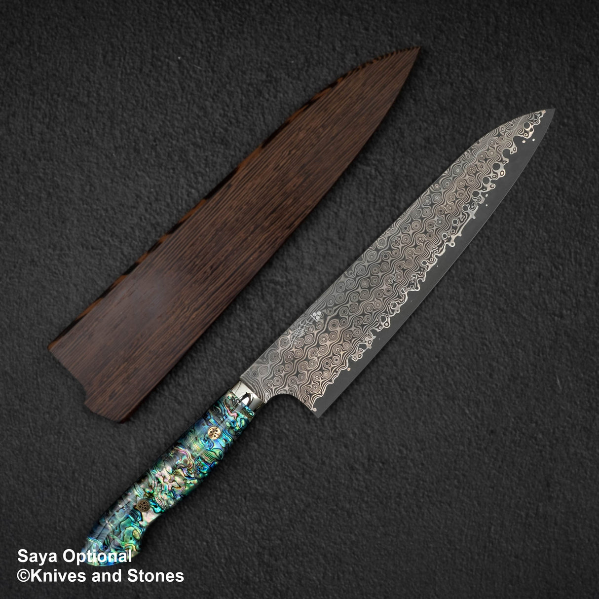 Nigara Anmon（暗紋）SG2 雨滴大馬士革 Gyuto 240 毫米珍珠母貝鑲嵌手柄
