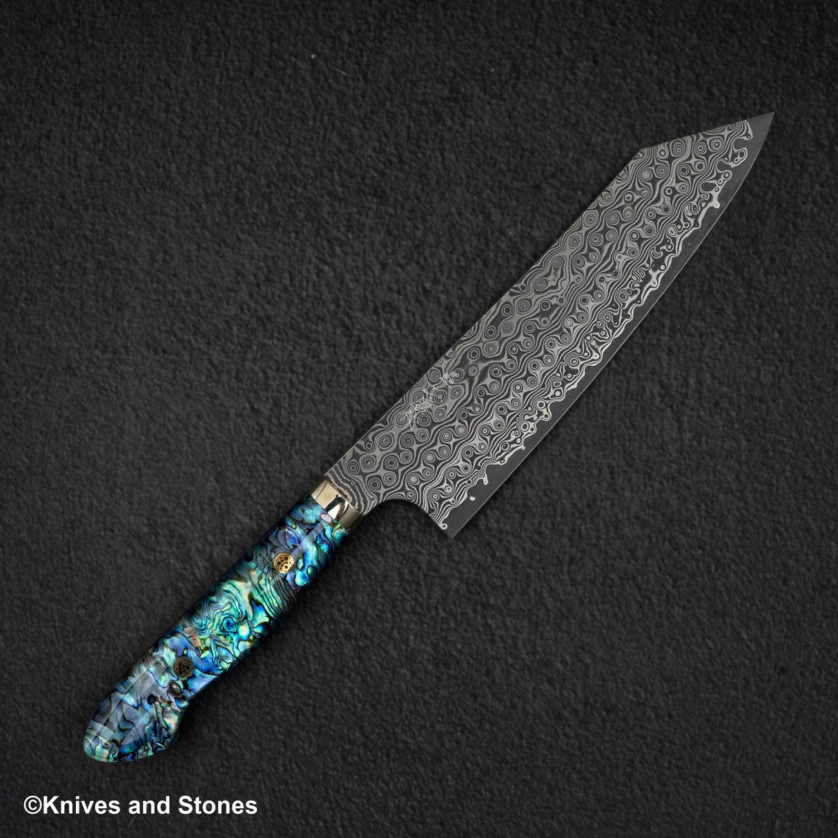 Nigara Anmon（暗紋）SG2 雨滴大馬士革 K 尖 Gyuto 210 毫米珍珠母鑲嵌手柄
