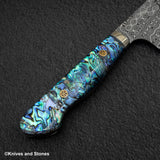 Nigara Anmon（暗紋）SG2 雨滴大馬士革 K 尖 Gyuto 210 毫米珍珠母鑲嵌手柄