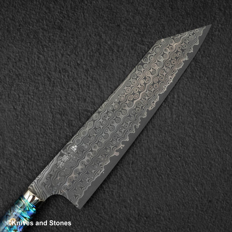 Nigara Anmon（暗紋）SG2 雨滴大馬士革 K 尖 Gyuto 240 毫米珍珠母鑲嵌手柄