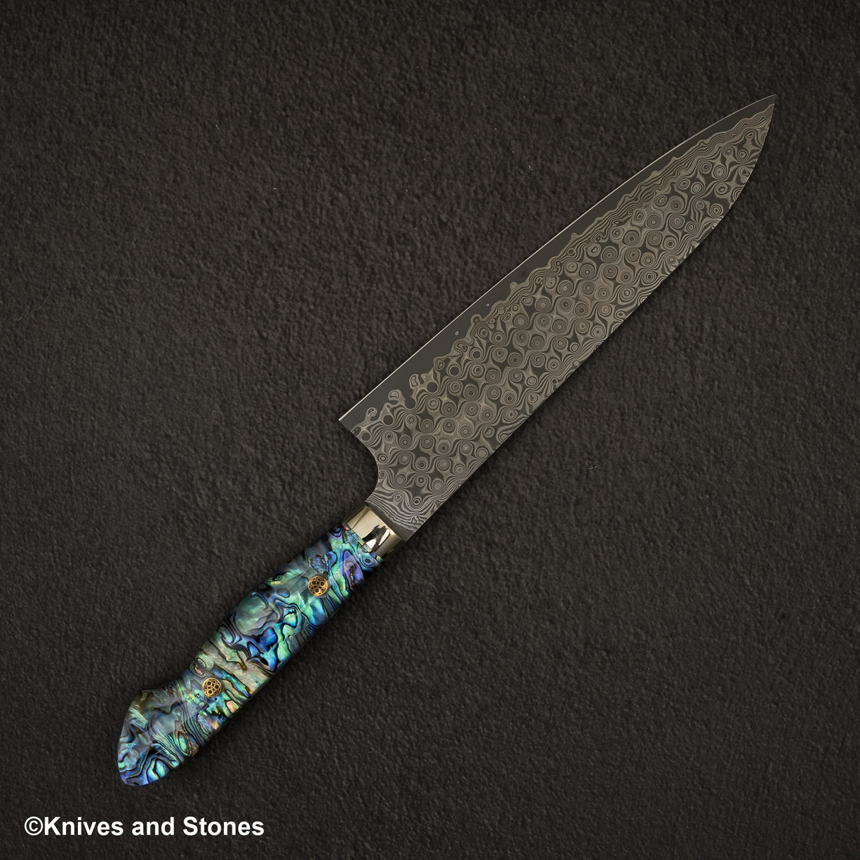 Nigara Anmon（暗紋）SG2 雨滴大馬士革 Gyuto 210 毫米珍珠母貝鑲嵌手柄