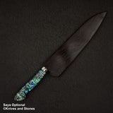 Nigara Anmon（暗紋）SG2 雨滴大馬士革 Gyuto 210 毫米珍珠母貝鑲嵌手柄