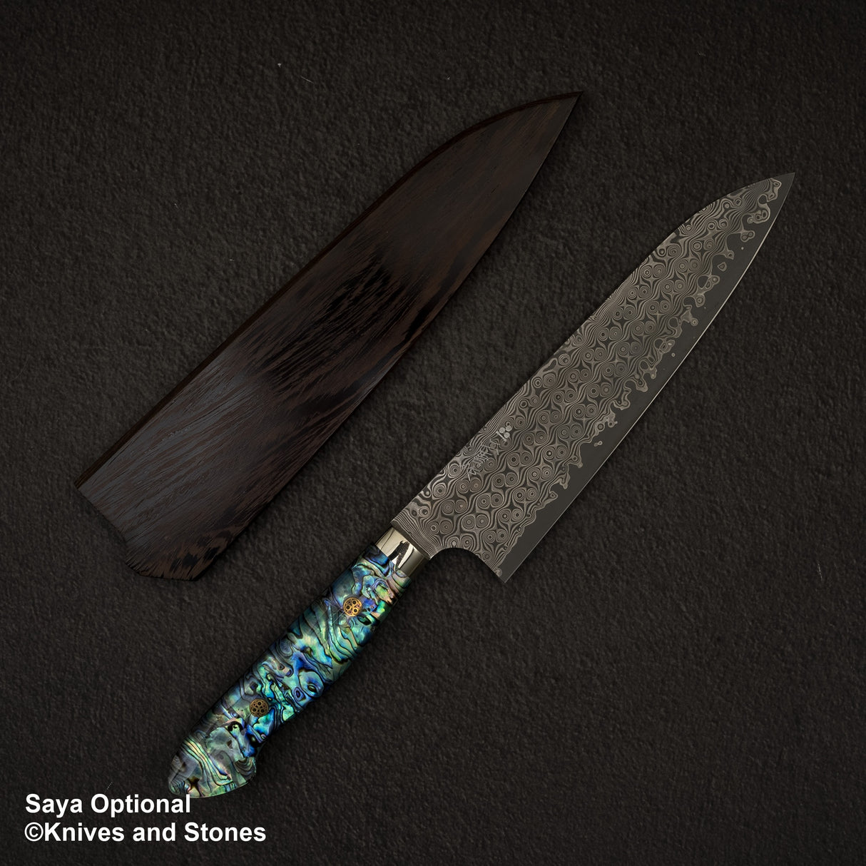 Nigara Anmon（暗紋）SG2 雨滴大馬士革 Gyuto 210 毫米珍珠母貝鑲嵌手柄