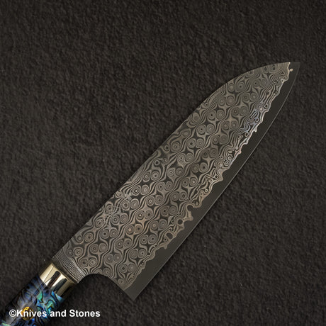 Nigara Anmon（暗紋）SG2 雨滴大馬士革三德 180 毫米珍珠母貝鑲嵌手柄