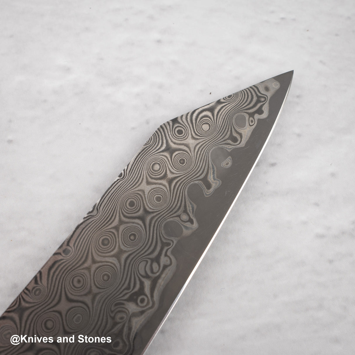 Nigara Anmon (暗紋) SG2 Raindrop Damascus K-tip Petty 150mm Western Blue Turquoise