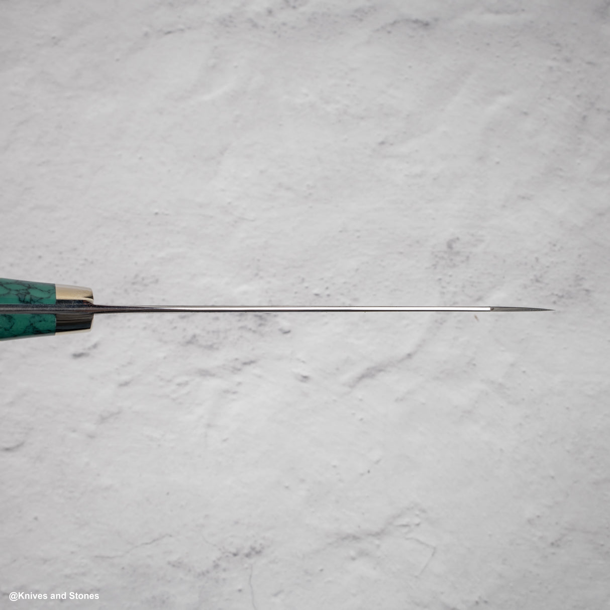 Nigara Anmon (暗紋) SG2 Raindrop Damascus K-tip Petty 150mm Western Green Turquoise