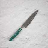 Nigara Anmon (暗紋) SG2 Raindrop Damascus Petty 150mm Western Green Turquoise