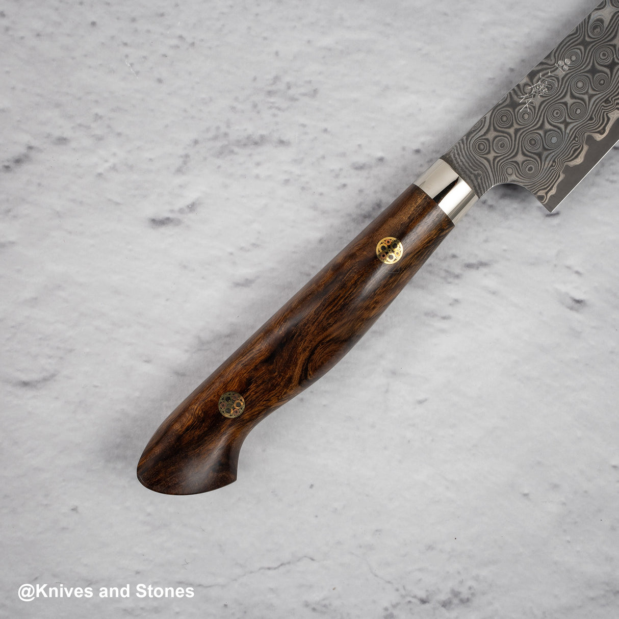 Nigara Anmon (暗紋) SG2 Raindrop Damascus K-tip Petty Western 150mm Ironwood
